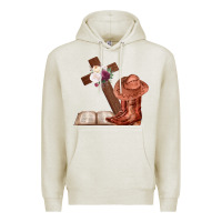 Oatmeal Heather Boots with Bible and cross Premium Hoodie - Bettercallsaul