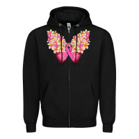 Black Pink ribbon Breast Cancer butterfly Zipper Hoodie - NancyCooperArtShop