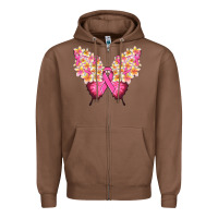 Chestnut Pink ribbon Breast Cancer butterfly Zipper Hoodie - NancyCooperArtShop