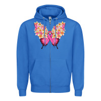 True Royal Pink ribbon Breast Cancer butterfly Zipper Hoodie - NancyCooperArtShop