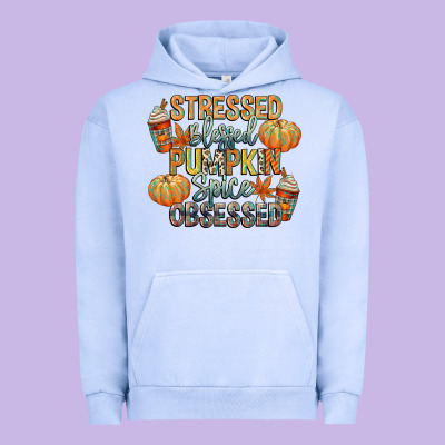 Stressed Blessed Pumpkin Spice Obsessed Urban Hoodie Designed By Cowgirlartshop