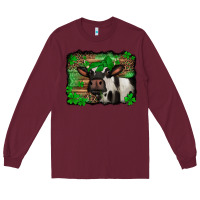 Burgundy st Patricks cow with leopard background holstein cow Long Sleeve Tee - Jasminsmagicworld