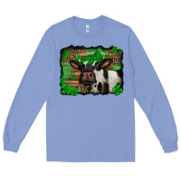 Colony Blue st Patricks cow with leopard background holstein cow Long Sleeve Tee - Jasminsmagicworld