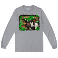 Heather Grey st Patricks cow with leopard background holstein cow Long Sleeve Tee - Jasminsmagicworld