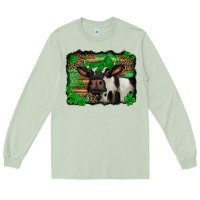 Matcha st Patricks cow with leopard background holstein cow Long Sleeve Tee - Jasminsmagicworld