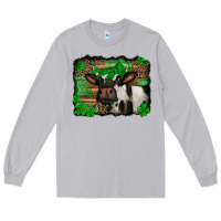 Moon Dust st Patricks cow with leopard background holstein cow Long Sleeve Tee - Jasminsmagicworld