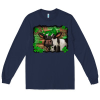 Navy st Patricks cow with leopard background holstein cow Long Sleeve Tee - Jasminsmagicworld