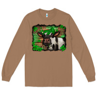 Toasted Coconut st Patricks cow with leopard background holstein cow Long Sleeve Tee - Jasminsmagicworld