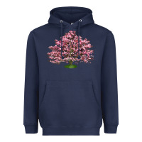 Navy Flowering Dogwood Tree Heavyweight Hoodie - LillyAllenDesigns