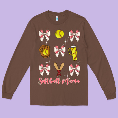 Softball Coquette Bow Long Sleeve Tee Designed By Jahusdesignshop