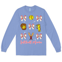 Colony Blue softball coquette bow Long Sleeve Tee - JahusDesignShop