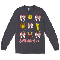Smoke softball coquette bow Long Sleeve Tee - JahusDesignShop