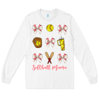 White softball coquette bow Long Sleeve Tee - JahusDesignShop