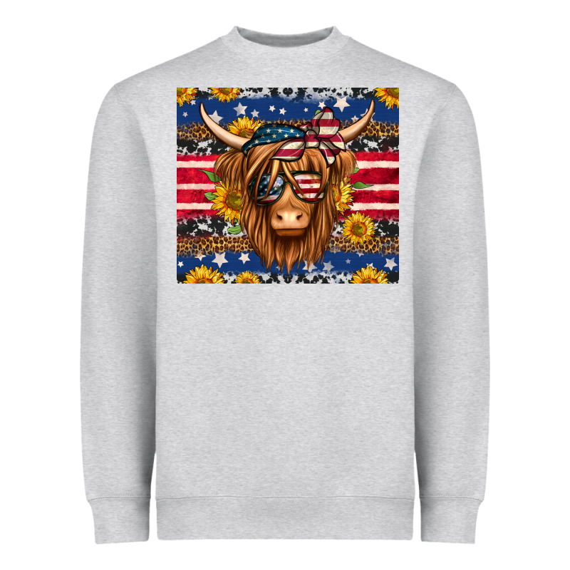 4th Of July Longhaired Cow Tumbler Heavyweight Sweatshirt by Jasminsmagicworld | Teevron