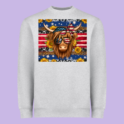 4th Of July Longhaired Cow Tumbler Heavyweight Sweatshirt Designed By Jasminsmagicworld