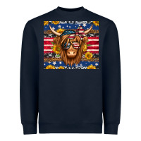 Navy 4th of july longhaired cow tumbler Heavyweight Sweatshirt - Jasminsmagicworld
