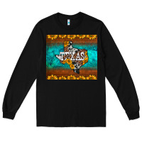 Black sunflowers cowhide leopard texas map Long Sleeve Tee - BarkalooDesign