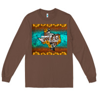 Chestnut sunflowers cowhide leopard texas map Long Sleeve Tee - BarkalooDesign