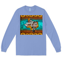 Colony Blue sunflowers cowhide leopard texas map Long Sleeve Tee - BarkalooDesign