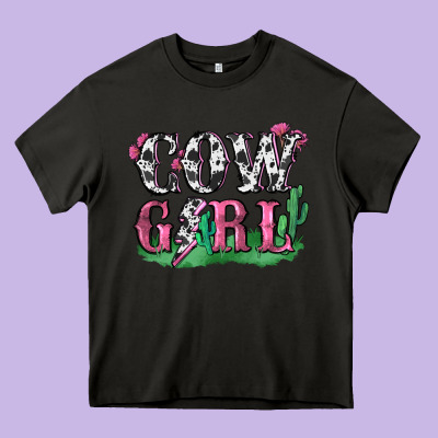 Cowgirl Lightning Bolt Heavy Core Tee Designed By Zillion Design Studio