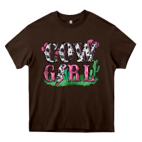 Chocolate Brown cowgirl lightning bolt Heavy Core Tee - Zillion Design Studio