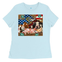 Baby Blue American farm animals Ladies Tee - RanaPortraitStore