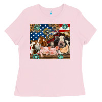 Bubblegum Pink American farm animals Ladies Tee - RanaPortraitStore