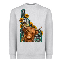 Idaho Map Long Haired Cow Heavyweight Sweatshirt | Teevron
