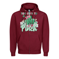 Burgundy too cute to pinch Zipper Hoodie - MaliasSmallBusiness