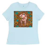 Baby Blue baby pig Ladies Tee - RanaPortraitStore