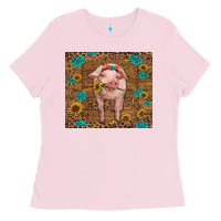 Bubblegum Pink baby pig Ladies Tee - RanaPortraitStore