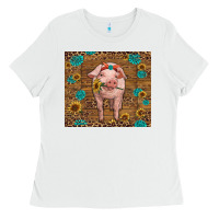 White baby pig Ladies Tee - RanaPortraitStore