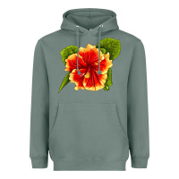 Sage Hawaiian Hibiscus Flower Heavyweight Hoodie - LillyAllenDesigns