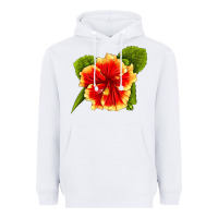 White Hawaiian Hibiscus Flower Heavyweight Hoodie - LillyAllenDesigns