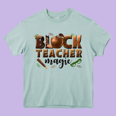 Black Teacher Magic Melanin Male Teacher Heavy Core Tee Designed By Texasbilliewilder