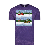 Cloud Purple christmas snow truck seamless pattern Vintage Tee - BundleAndBundleShop