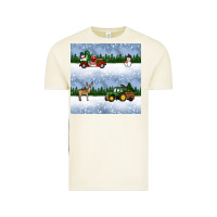 Vintage Arctic christmas snow truck seamless pattern Vintage Tee - BundleAndBundleShop