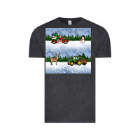 Vintage Black christmas snow truck seamless pattern Vintage Tee - BundleAndBundleShop