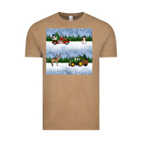 Vintage Coffee christmas snow truck seamless pattern Vintage Tee - BundleAndBundleShop