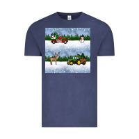 Vintage Denim christmas snow truck seamless pattern Vintage Tee - BundleAndBundleShop