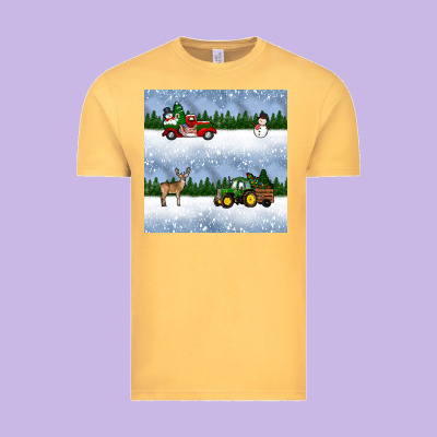 Christmas Snow Truck Seamless Pattern Vintage Tee Designed By Bundleandbundleshop