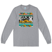 Heather Grey sunflower cowhide serape coaster Long Sleeve Tee - BarkalooDesign