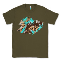 Army Green cowhide leopard turquoise patch Classic Tee - AdoDesignShop