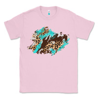 Bubblegum Pink cowhide leopard turquoise patch Classic Tee - AdoDesignShop