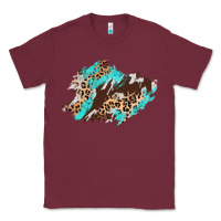 Burgundy cowhide leopard turquoise patch Classic Tee - AdoDesignShop