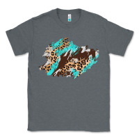 Charcoal Heather cowhide leopard turquoise patch Classic Tee - AdoDesignShop