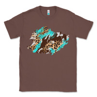 Chestnut cowhide leopard turquoise patch Classic Tee - AdoDesignShop