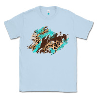 Dusty Blue cowhide leopard turquoise patch Classic Tee - AdoDesignShop