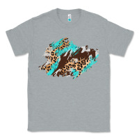 Heather Grey cowhide leopard turquoise patch Classic Tee - AdoDesignShop