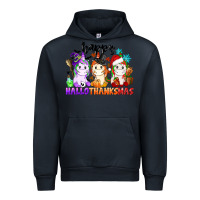 Navy happy hallothanksmas unicorn Urban Hoodie - CowGirlArtShop